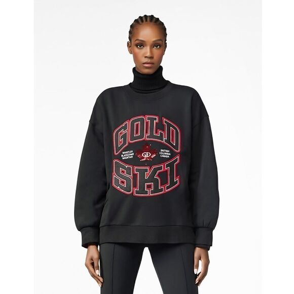 Goldbergh W RINK CREW NECK SWEATER Black Sweatshirt Apres Ski NWT XS - Picture 1 of 8